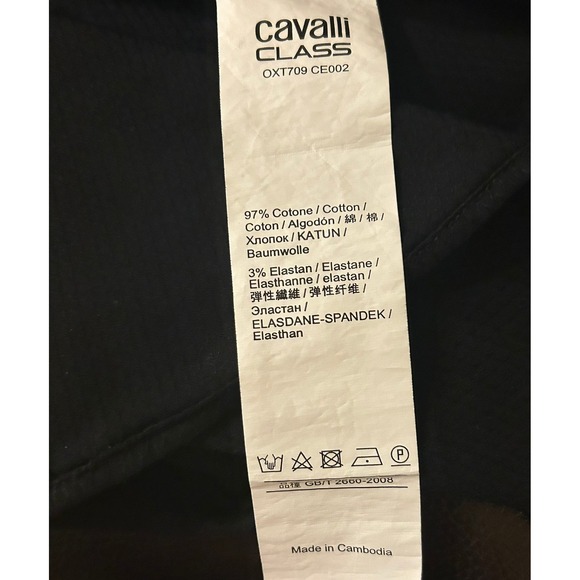 Cavalli Class Mens Black Textured Long Sleeve Button Down Shirt 44/17.5 - Picture 8 of 10
